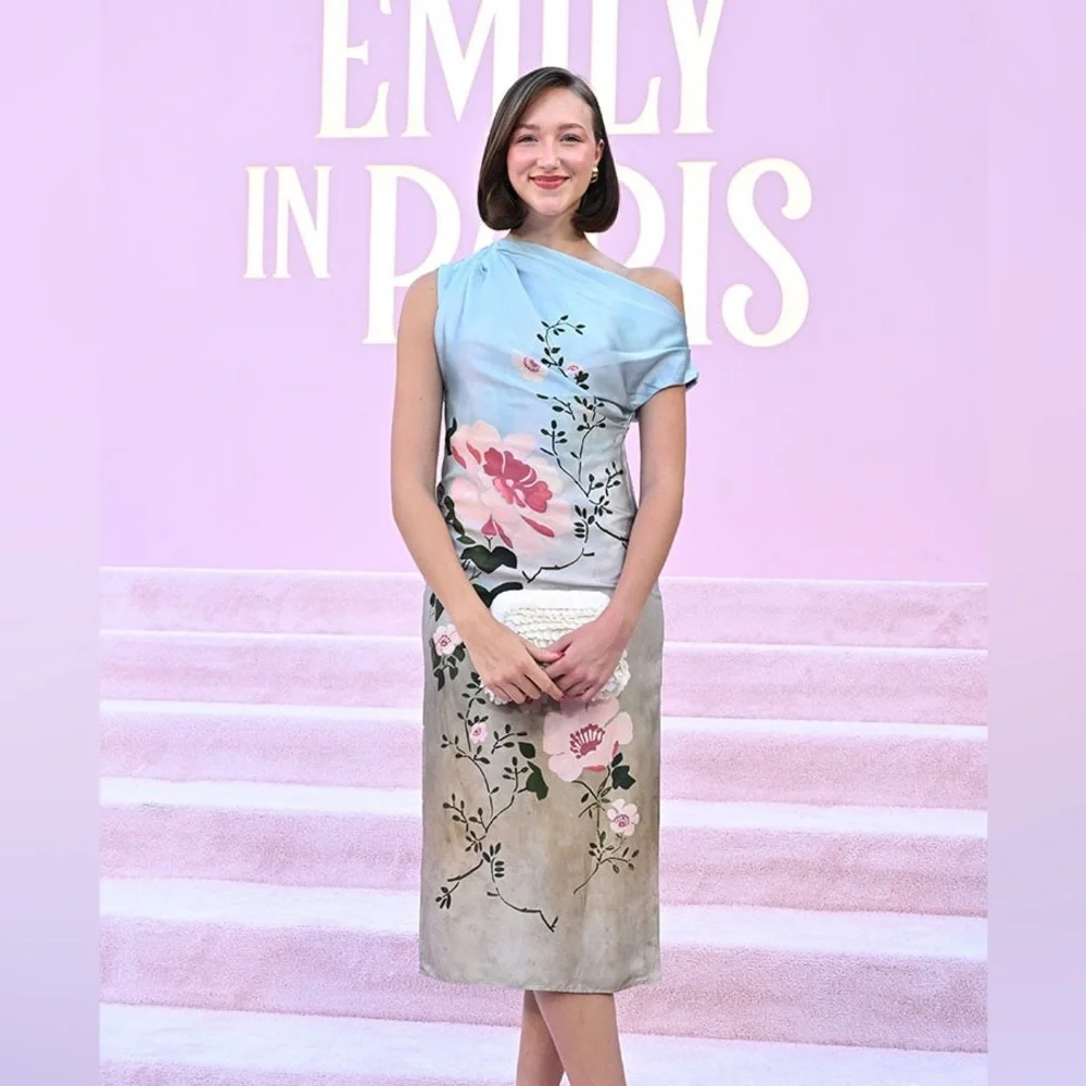 As seen on red carpet! Zara SATIN EFFECT ASYMMETRIC FLORAL MIDI / MAXI DRESS XS - Picture 3 of 3